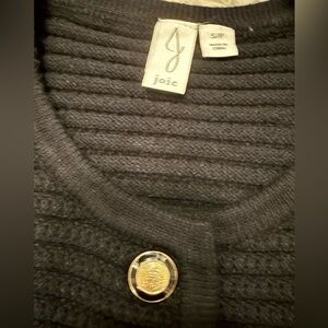 Joie Black Knit Sleeveless Cardigan with Gold Button